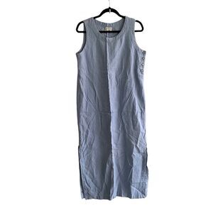 CALI CALI Linen Sleeveless Midi Dress Blue L